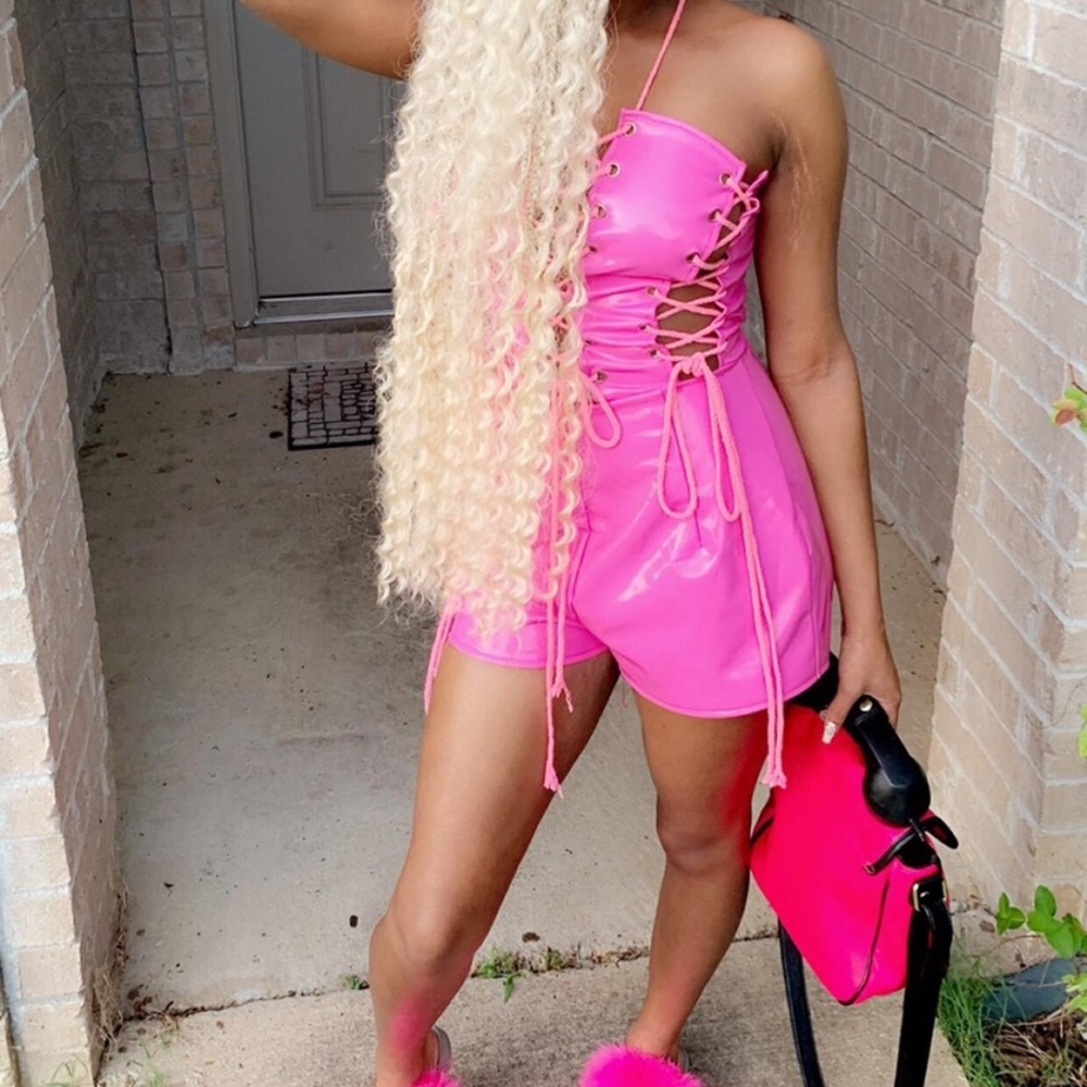 Latex lace-up Romper